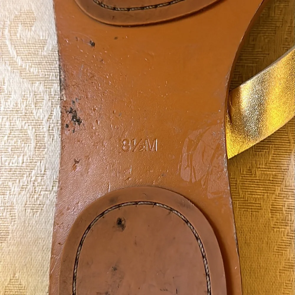 Tory Burch Benton metallic Spark Gold leather sandals - Picture 7 of 14